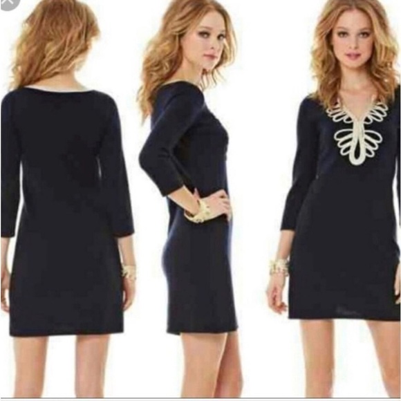 Lilly Pulitzer Devlin 100% Merino Wool Blue Sweater Dress Size M - Picture 2 of 10